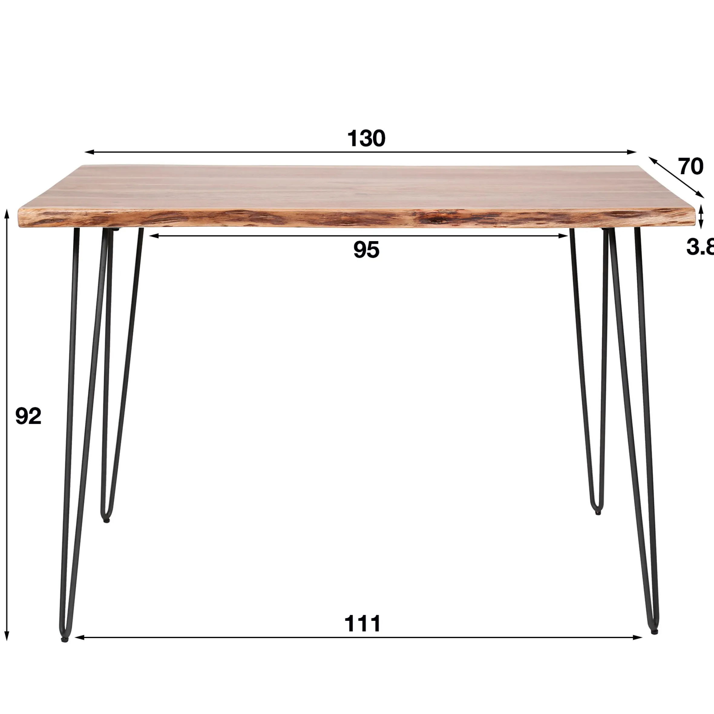 Massivholz Bartisch Industrial Edge Vintage 130/70/3,5 Baumkante