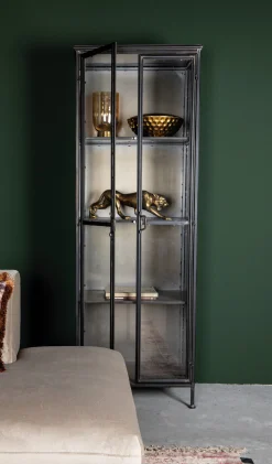 Metallschrank Vitrine Purist 180 Vintage Industrial Metall/Glass