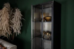 Metallschrank Vitrine Purist 180 Vintage Industrial Metall/Glass