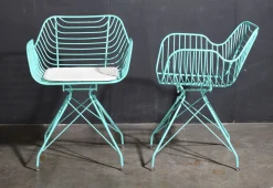 Metallstuhl Outdoor/Indoor Industrial Tulum Wire in türkis inkl. Kissen