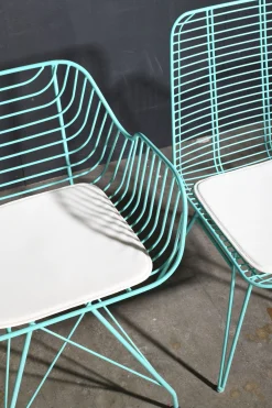 Metallstuhl Outdoor/Indoor Industrial Tulum Wire in türkis inkl. Kissen