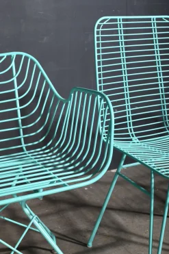 Metallstuhl Outdoor/Indoor Industrial Tulum Wire in türkis inkl. Kissen