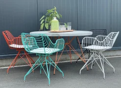 Metallstuhl Outdoor/Indoor Industrial Tulum Wire in türkis inkl. Kissen