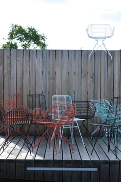 Metallstuhl Outdoor/Indoor Industrial Tulum Wire in türkis inkl. Kissen