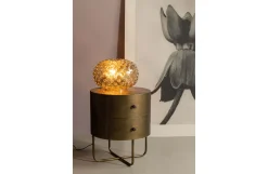 Nachttisch Beistelltisch Glossy Rund Metall Antik Messing