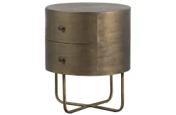 Nachttisch Beistelltisch Glossy Rund Metall Antik Messing