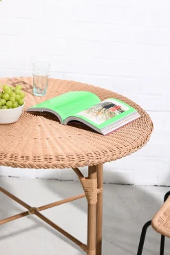 Outdoorset Rattan Bistrotisch 80 Ø + 2 Bistro Stühle Cabana PE/Alu