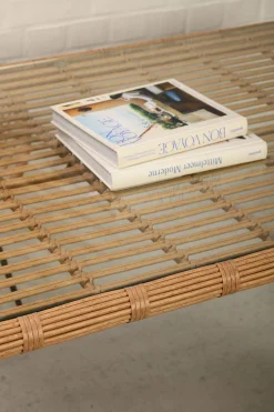 Rattan Esstisch 180/90 Hacienda Natur Bambusoptik In/Outdoor Glasplatte