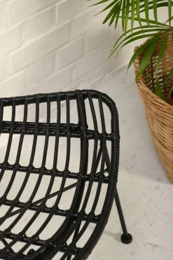 Rattanstuhl Esszimmerstuhl Hacienda PE-Rattan Butterfly In/Outdoor Schwarz