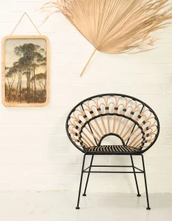 Rattanstuhl Esszimmerstuhl Hacienda PE-Rattan Peacock In/Outdoor Black/Natur