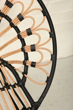 Rattanstuhl Esszimmerstuhl Hacienda PE-Rattan Peacock In/Outdoor Black/Natur