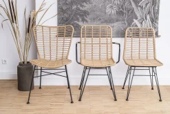 Rattanstuhl Esszimmerstuhl Hacienda Vela PE-Rattan Armlehne In/Outdoor Natur