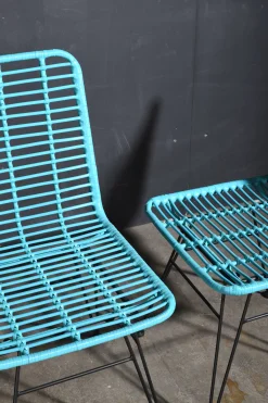 Rattanstuhl Esszimmerstuhl Hacienda Vela PE-Rattan In/Outdoor Türkis