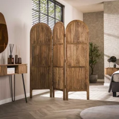 Raumteiler Paravent Wave 3-teilig Mangoholz