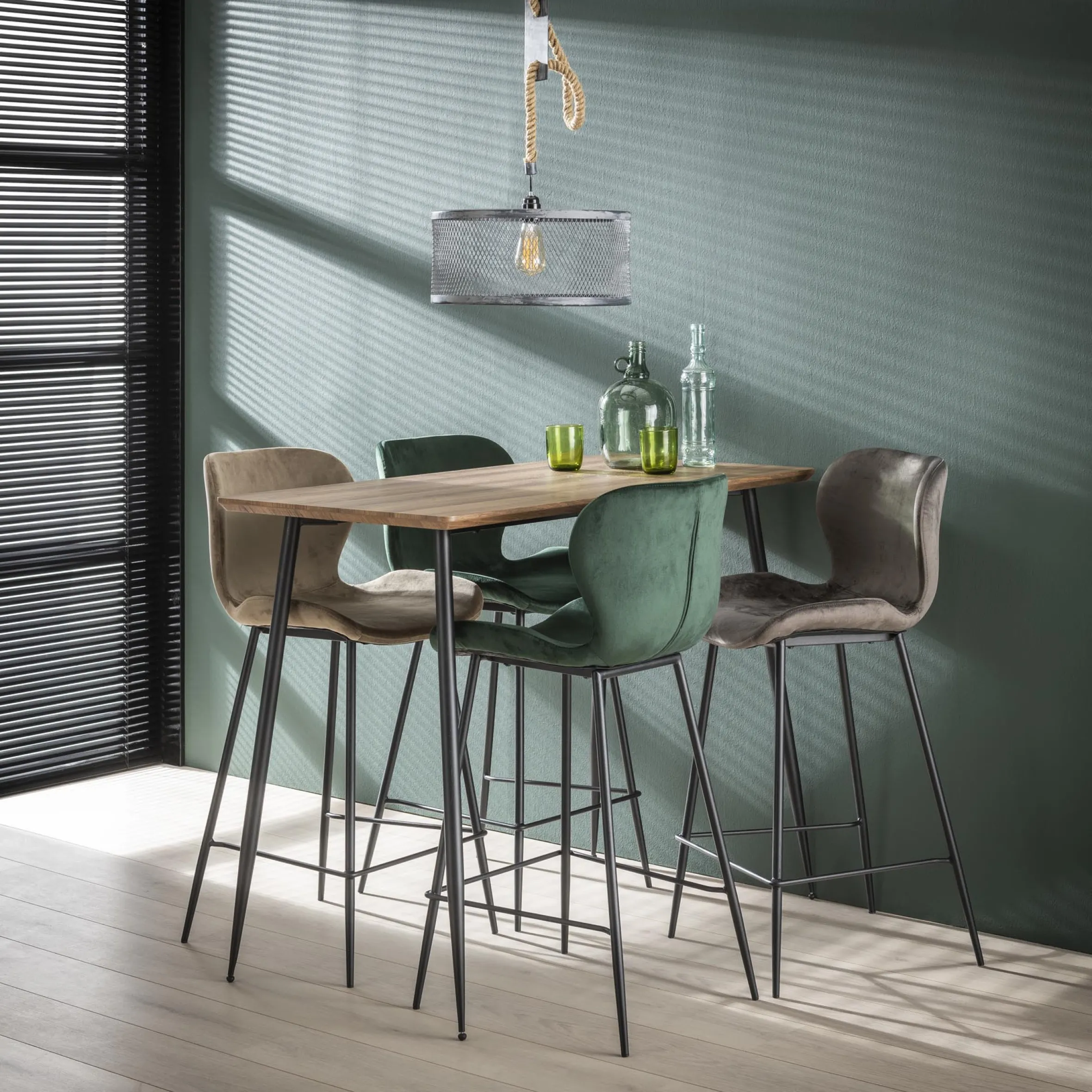 Retro Barhocker Barstuhl Velvet Samt Anthrazit