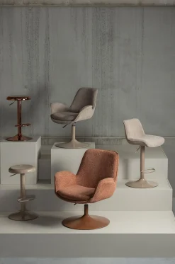 Retro Barhocker Monochrome Metall höhenverstellbar Sand