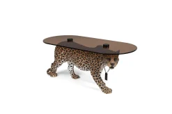 Retro Beistelltisch Couchtisch Dope As Hell Panther Rauchglasplatte