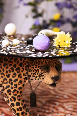 Retro Beistelltisch Couchtisch Dope As Hell Panther Rauchglasplatte