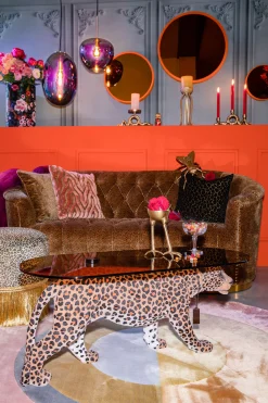 Retro Beistelltisch Couchtisch Dope As Hell Panther Rauchglasplatte