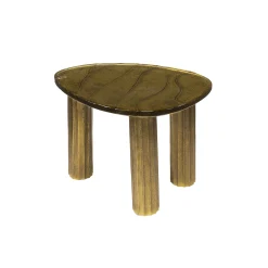 Retro Beistelltische Eclipse Glas Metall Dreibeinig Antik-Gold S