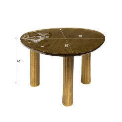 Retro Beistelltische Eclipse Glas Metall Dreibeinig Antik-Gold L