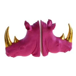 Retro Buchstützen Set Pop-Art Nashorn Pink Gold
