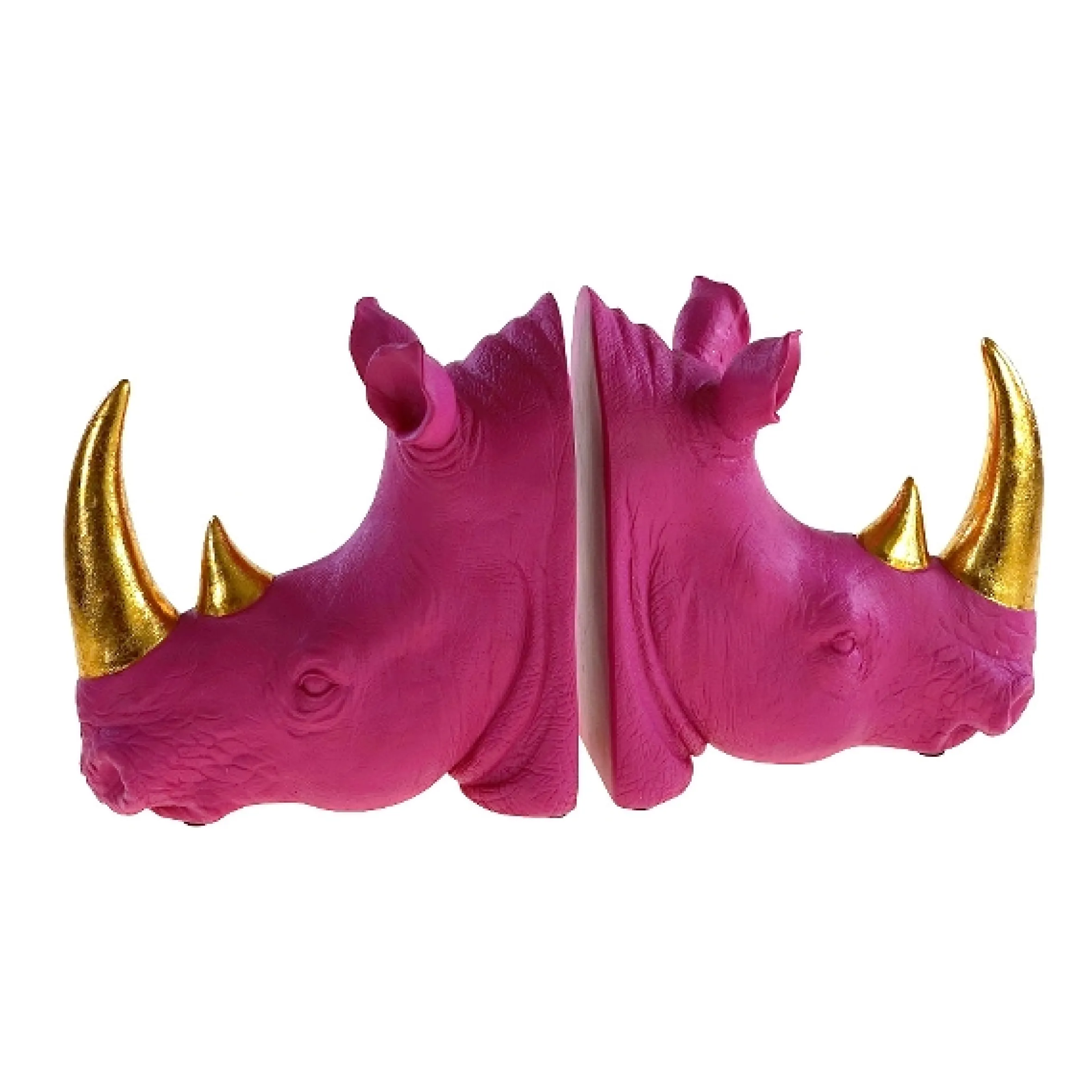 Retro Buchstützen Set Pop-Art Nashorn Pink Gold