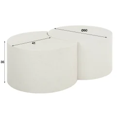 Retro Couchtisch 2er Set Half Moon Stone