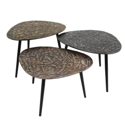 Retro Couchtisch 3er Set Triangle Patina Metall