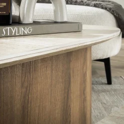 Retro Couchtisch Nierentische 2er Set Romano Travertin Keramik