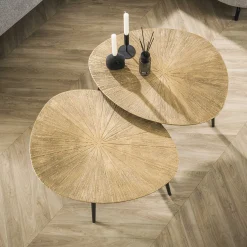 Retro Couchtisch Set Ray Of Light Metall Bronze / Gold 2er Set Organisch