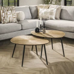 Retro Couchtisch Set Ray Of Light Metall Bronze / Gold 2er Set Organisch