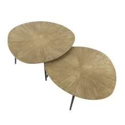 Retro Couchtisch Set Ray Of Light Metall Bronze / Gold 2er Set Organisch