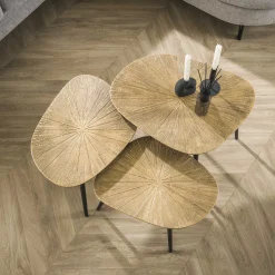 Retro Couchtisch Set Ray Of Light Metall Bronze / Gold 3er Set Quadratisch