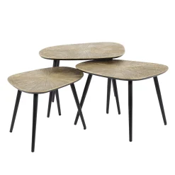 Retro Couchtisch Set Ray Of Light Metall Bronze / Gold 3er Set Quadratisch