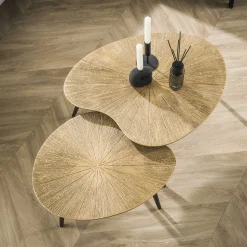 Retro Couchtisch Set Ray Of Light Metall Bronze / Gold 2er Set Nierenförmig