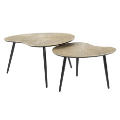 Retro Couchtisch Set Ray Of Light Metall Bronze / Gold 2er Set Nierenförmig