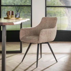 Retro Drehstuhl Esszimmerstuhl Bouclé Sand