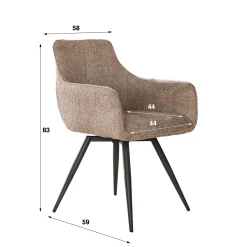 Retro Drehstuhl Esszimmerstuhl Bouclé Sand