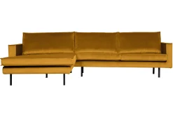 Retro Ecksofa Samt Rodeo 3-Sitzer Rechts oder Links 300/160 Ocker Links