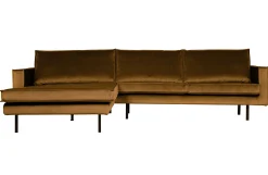 Retro Ecksofa Samt Rodeo 3-Sitzer Rechts oder Links 300/160 Honiggelb Links