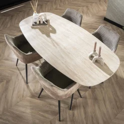 Retro Esstisch Arch 180 Travertin Keramik Metallbeine