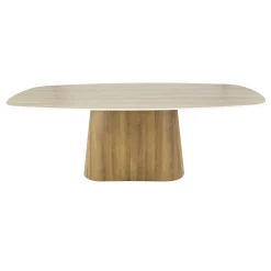 Retro Esstisch Centro 215 Travertin Keramik Eichenoptik