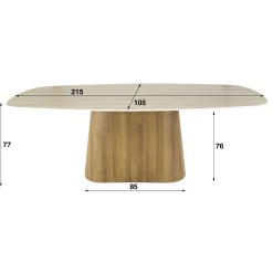 Retro Esstisch Centro 215 Travertin Keramik Eichenoptik