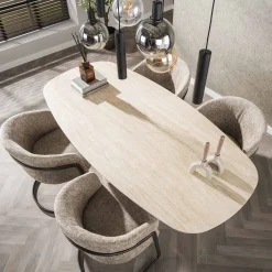 Retro Esstisch Centro 180 Travertin Keramik