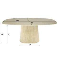 Retro Esstisch Centro 180 Travertin Keramik