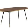 Retro Esstisch Denise Oval Messing Brass Walnussfarben 180 x 90 cm