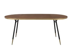 Retro Esstisch Denise Oval Messing Brass Walnussfarben 180 x 90 cm