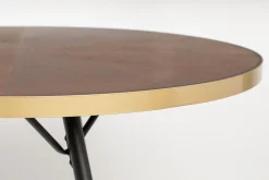 Retro Esstisch Denise Oval Messing Brass Walnussfarben 180 x 90 cm