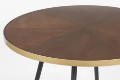 Retro Esstisch Denise Rund Messing Brass Walnussfarben Ø 90 cm